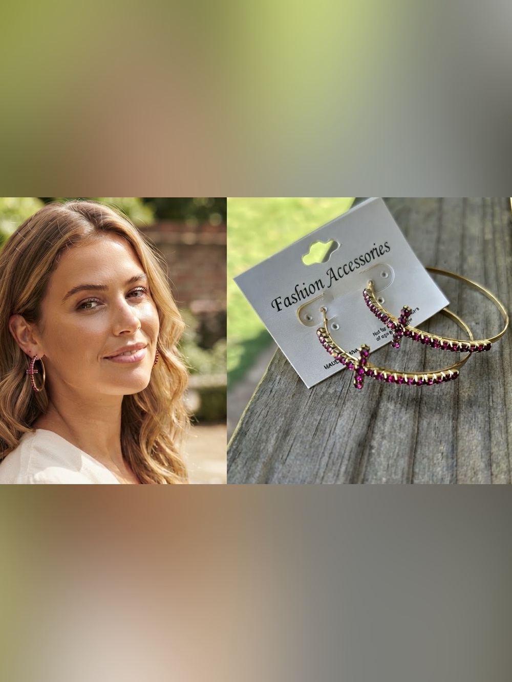 Pink Cross Earrings